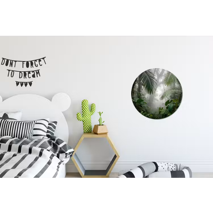Natuur - Jungle - Mist - Tropisch - Groen Wandcirkel aluminium klein -kinderkamer