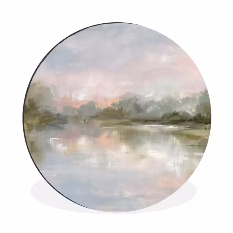 Natuur - Landschap - Abstract - Water - Groen Wandcirkel aluminium klein -3d