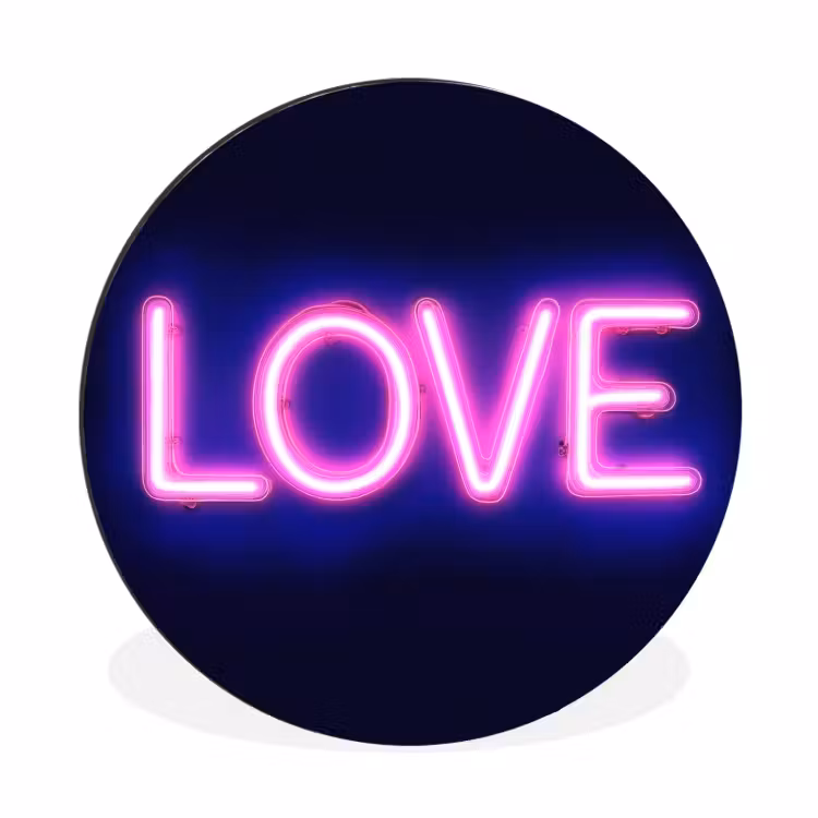 Neon - Love - Valentijn Wandcirkel aluminium klein -3d