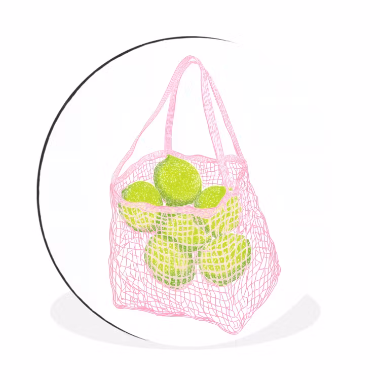 Netzakje - Roze - Illustratie - Limoenen Wandcirkel aluminium klein -3d