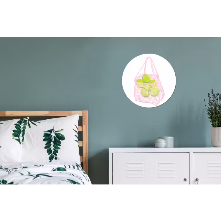Netzakje - Roze - Illustratie - Limoenen Wandcirkel aluminium klein -slaapkamer
