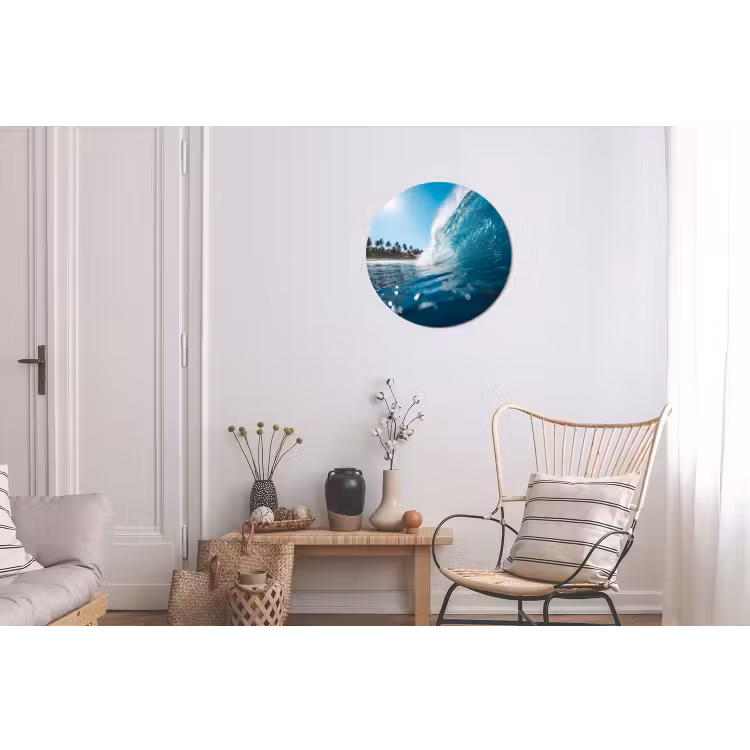 Oceaan - Golf - Strand - Natuur - Blauw Wandcirkel aluminium klein -woonkamer
