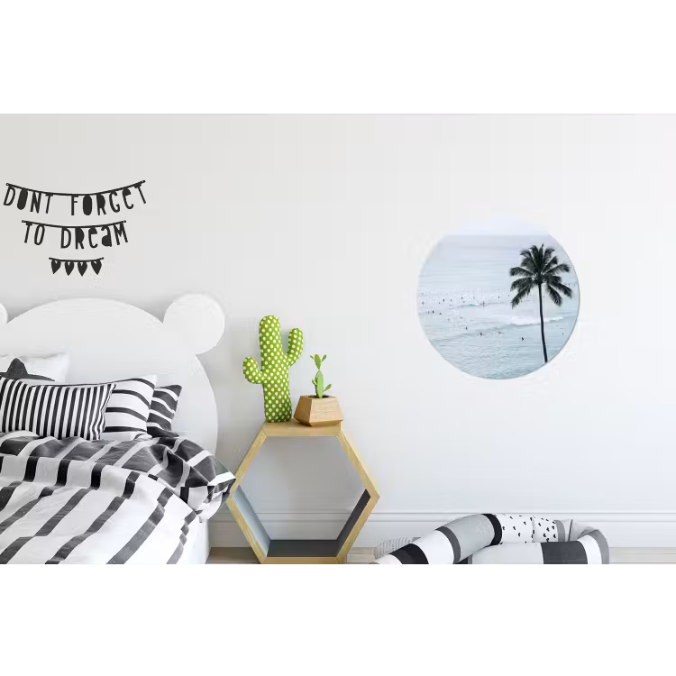 Oceaan - Palmbomen - Surfers Wandcirkel aluminium klein -kinderkamer