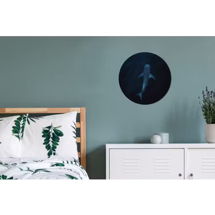 Oceaan - Walvishaai - Donkerblauw - Vlekken Wandcirkel aluminium klein -slaapkamer