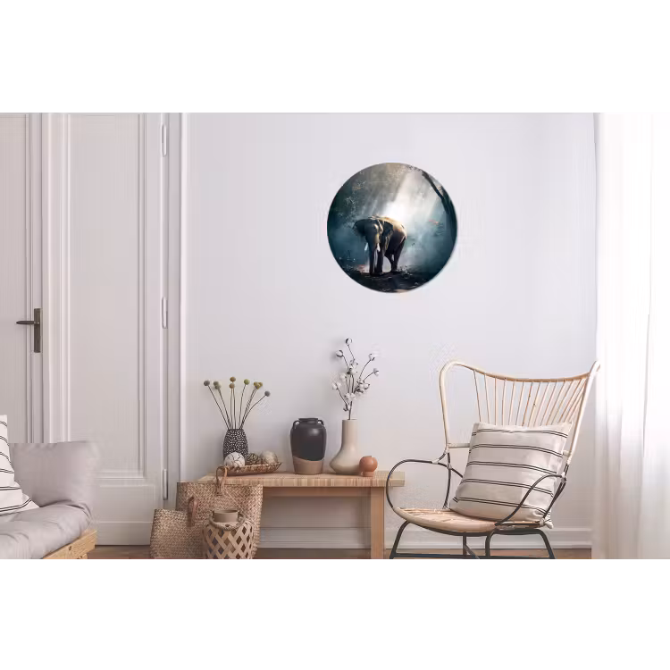 Olifant - Dieren - Licht - Bos - Natuur - Wilde dieren Wandcirkel aluminium klein -woonkamer