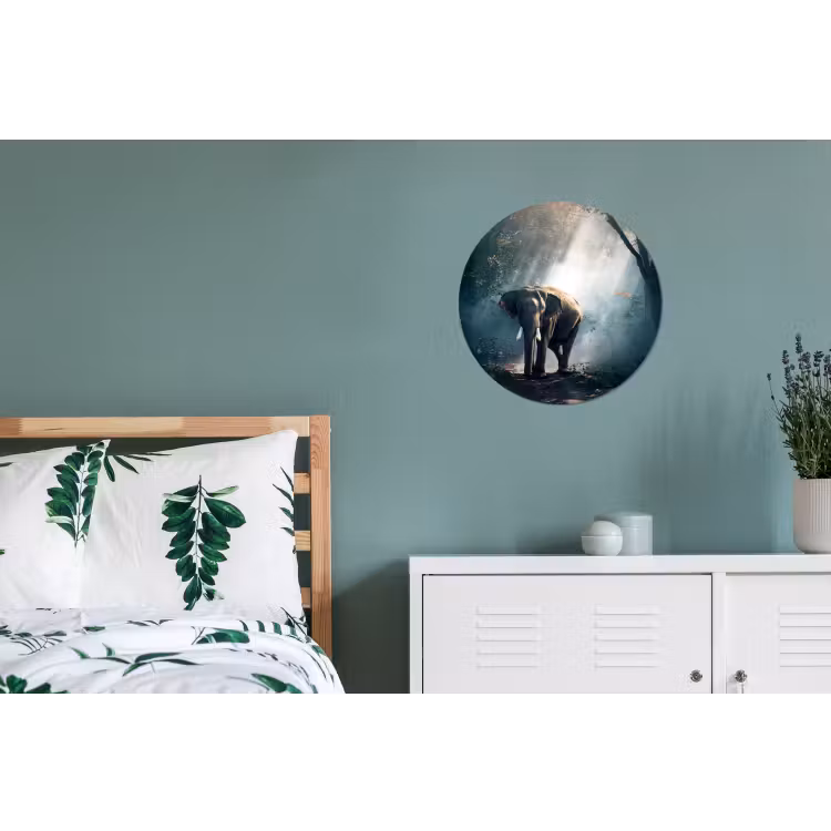 Olifant - Dieren - Licht - Bos - Natuur - Wilde dieren Wandcirkel aluminium klein -slaapkamer