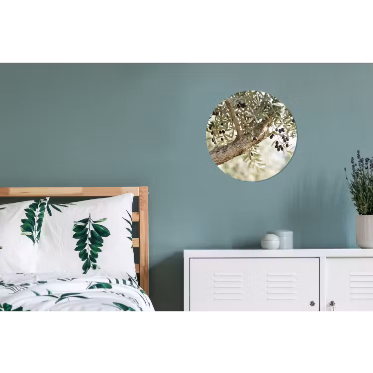 Muurcirkel aluminium - Olijfboom - tak - groen - Olijfboom - tak - groen Wandcirkel aluminium klein
