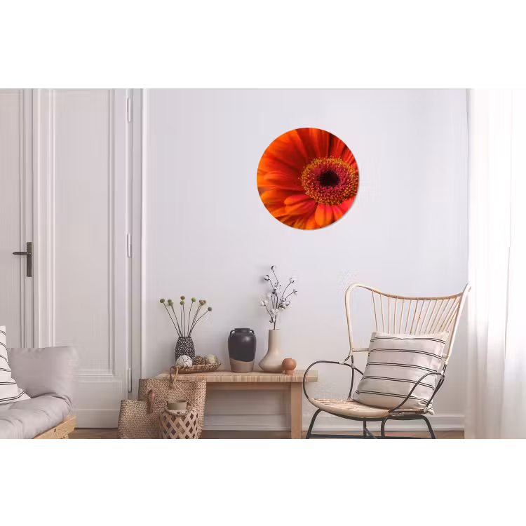 Oranje - Gerbera - Intens Wandcirkel aluminium klein -woonkamer