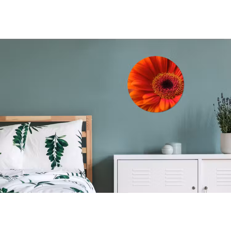 Oranje - Gerbera - Intens Wandcirkel aluminium klein -slaapkamer
