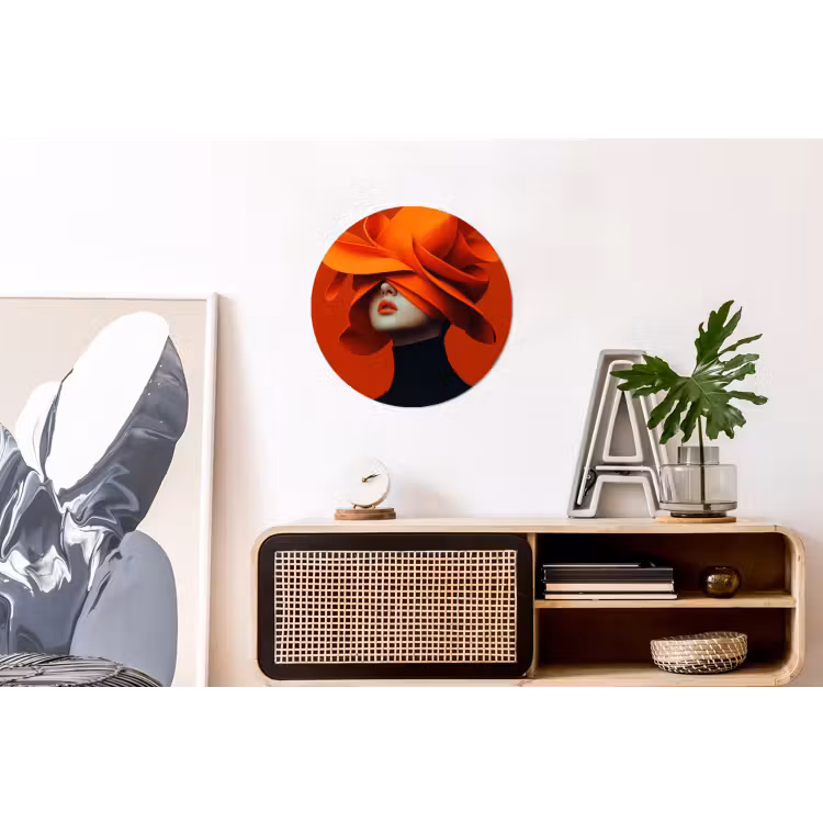 Oranje - Hoed - Vrouw Wandcirkel aluminium klein -kantoor