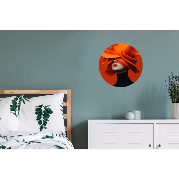 Oranje - Hoed - Vrouw Wandcirkel aluminium klein -slaapkamer