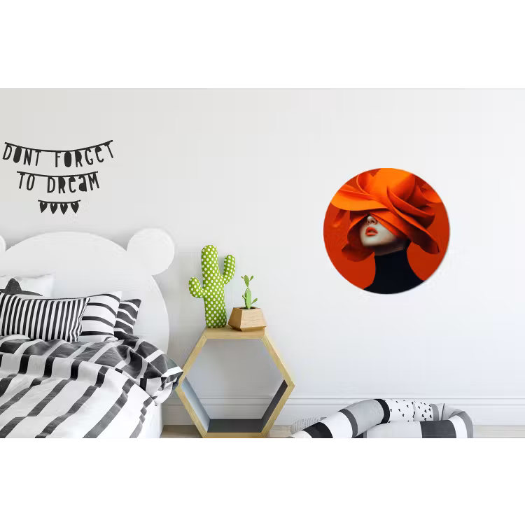 Oranje - Hoed - Vrouw Wandcirkel aluminium klein -kinderkamer