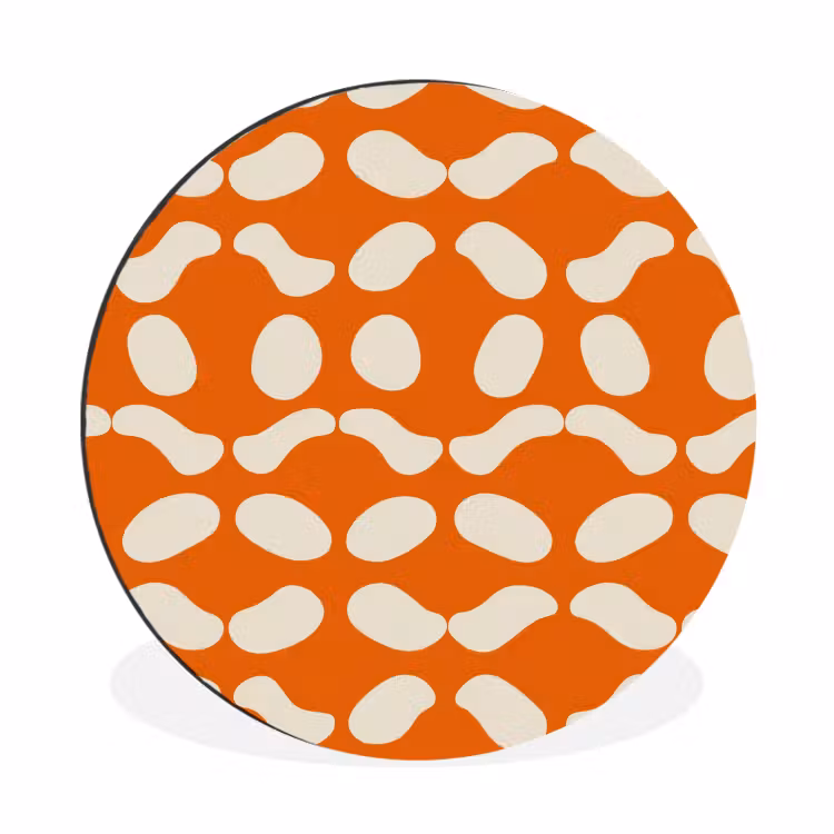 Oranje - Organische vormen - Wit Wandcirkel aluminium klein 190 -3d