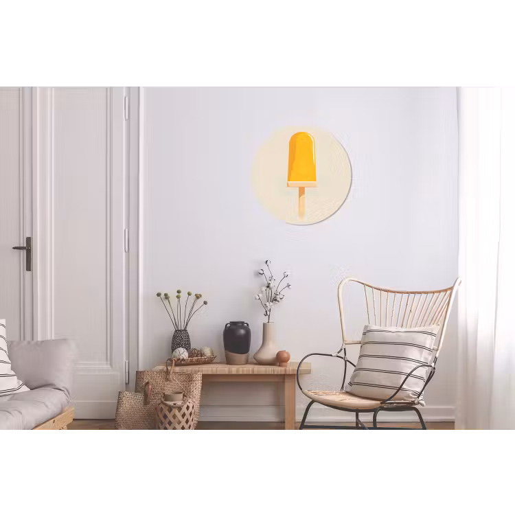 Oranje - Stokje - Waterijsje Wandcirkel aluminium klein -woonkamer