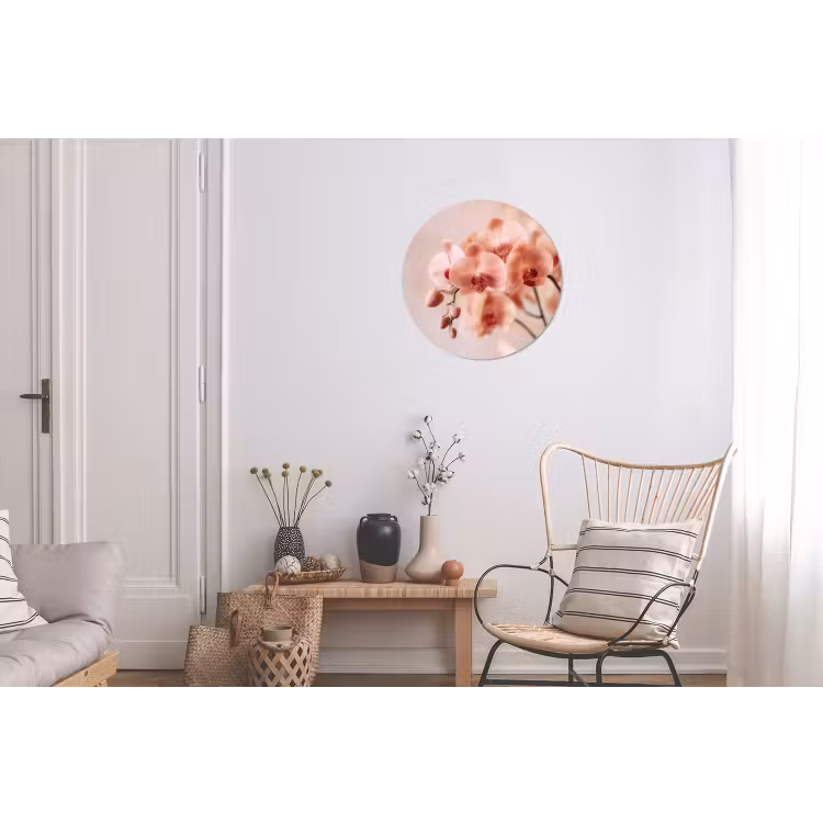 Orchidee - Bloemen - Roze - Bloemblaadjes Wandcirkel aluminium klein -woonkamer