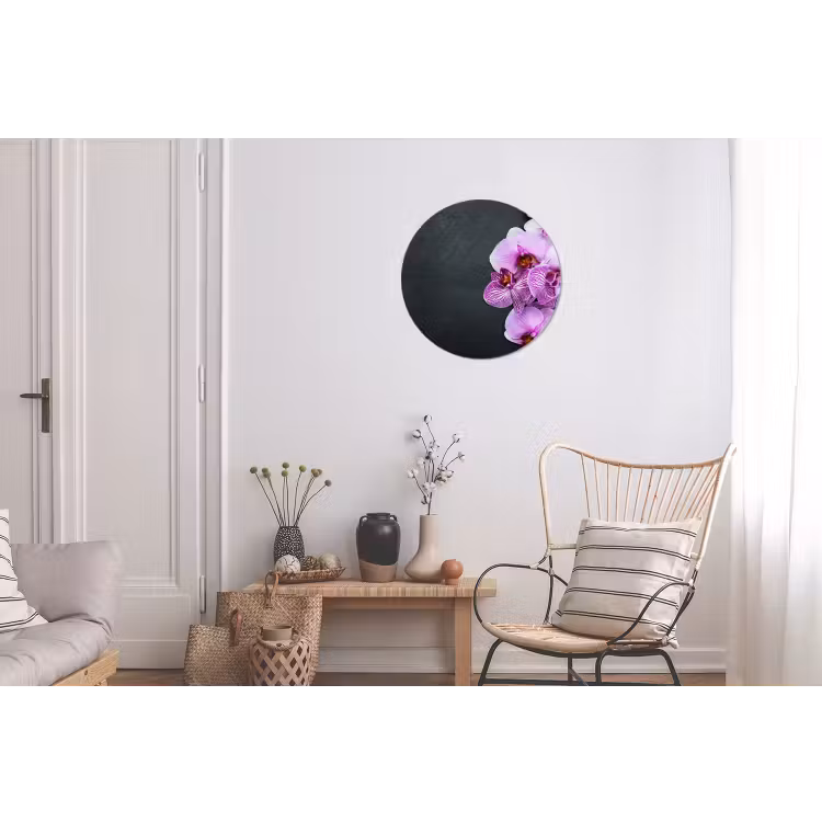 Orchidee - Bloemen - Roze - Flora Wandcirkel aluminium klein -woonkamer