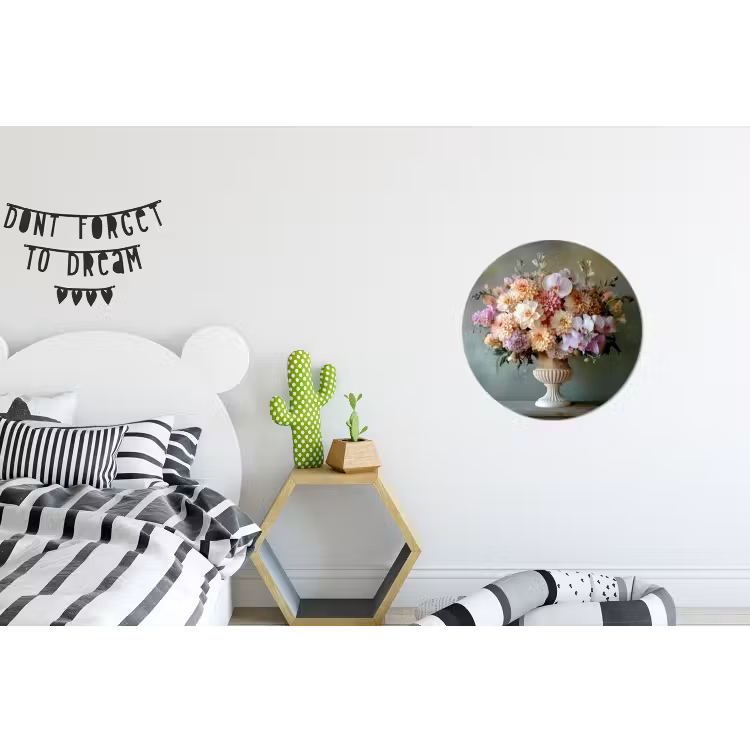 Orchidee - Boeket - Vaas - Bloemen Wandcirkel aluminium klein -kinderkamer