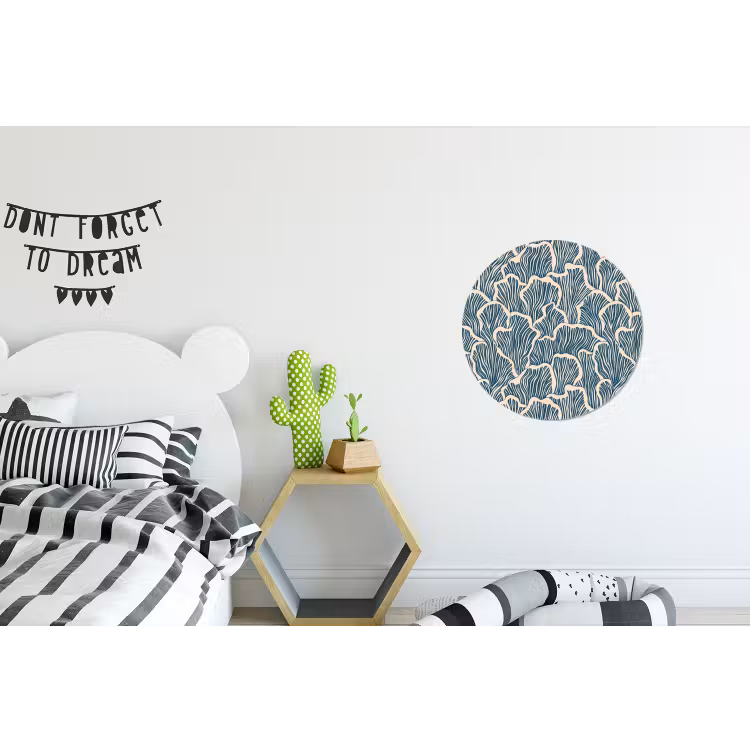 Organisch - Blauw - Crème - Schelpen Wandcirkel aluminium klein 190 -kinderkamer