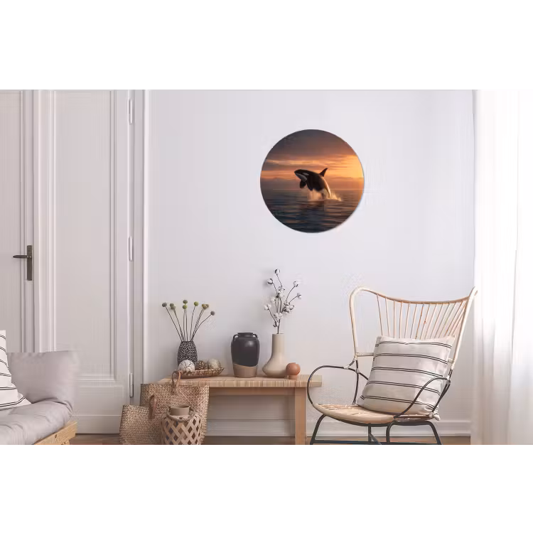 Orka - Zee - Zonsondergang Wandcirkel aluminium klein -woonkamer