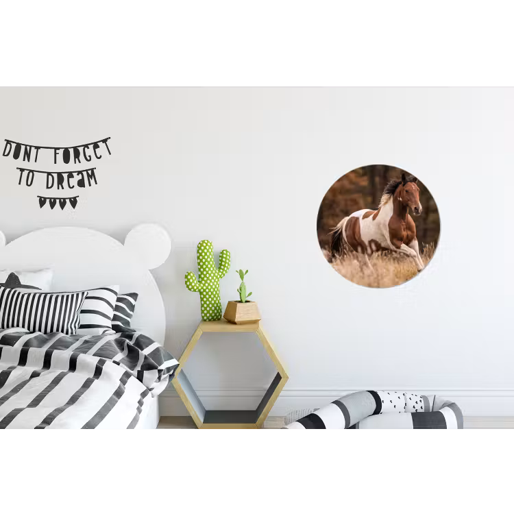 Paard - Bruin - Gras Wandcirkel aluminium klein -kinderkamer