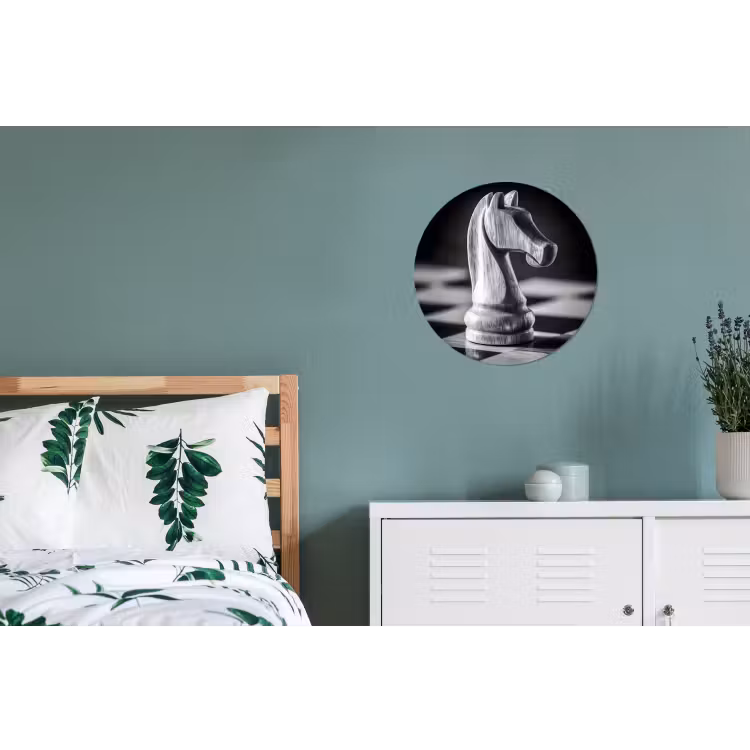 Paard - Hout - Schaalbord - Zwart Wandcirkel aluminium klein -slaapkamer