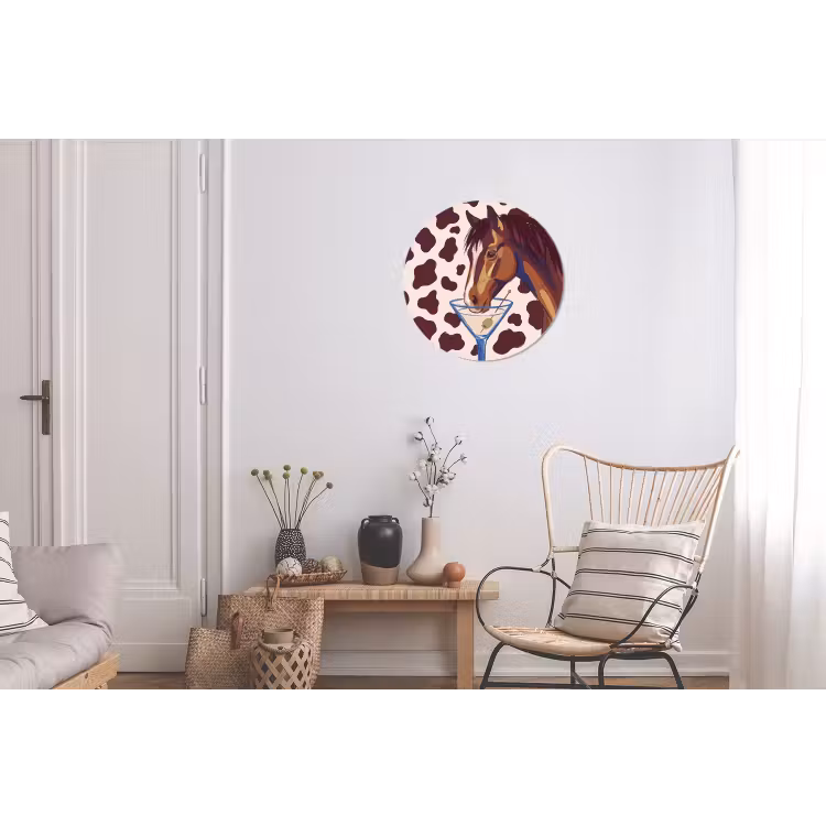 Paard - Martini - Dieren - Abstract - Bruin Wandcirkel aluminium klein -woonkamer