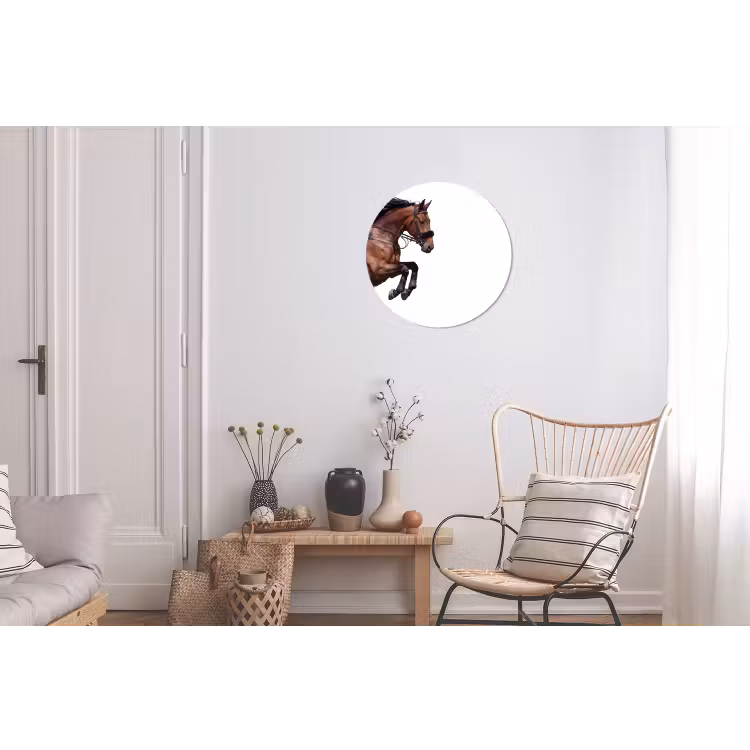 Paard - Springen - Modern Wandcirkel aluminium klein -woonkamer