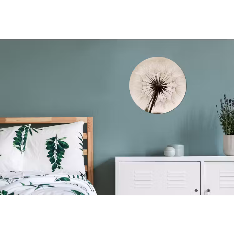 Paardenbloem - Minimalistisch - Wit Wandcirkel aluminium klein -slaapkamer