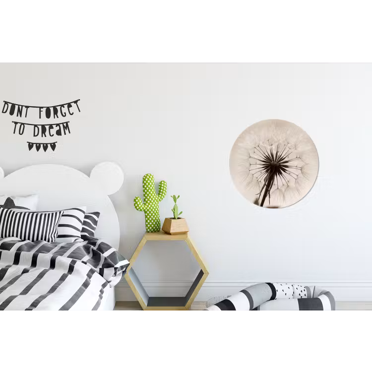 Paardenbloem - Minimalistisch - Wit Wandcirkel aluminium klein -kinderkamer