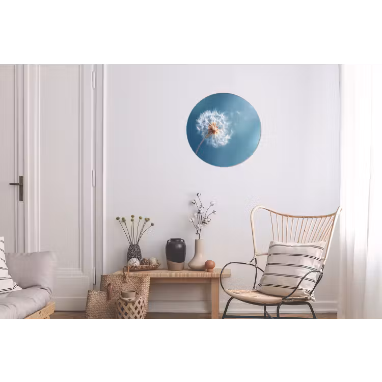 Paardenbloem - Wind - Blauw Wandcirkel aluminium klein -woonkamer