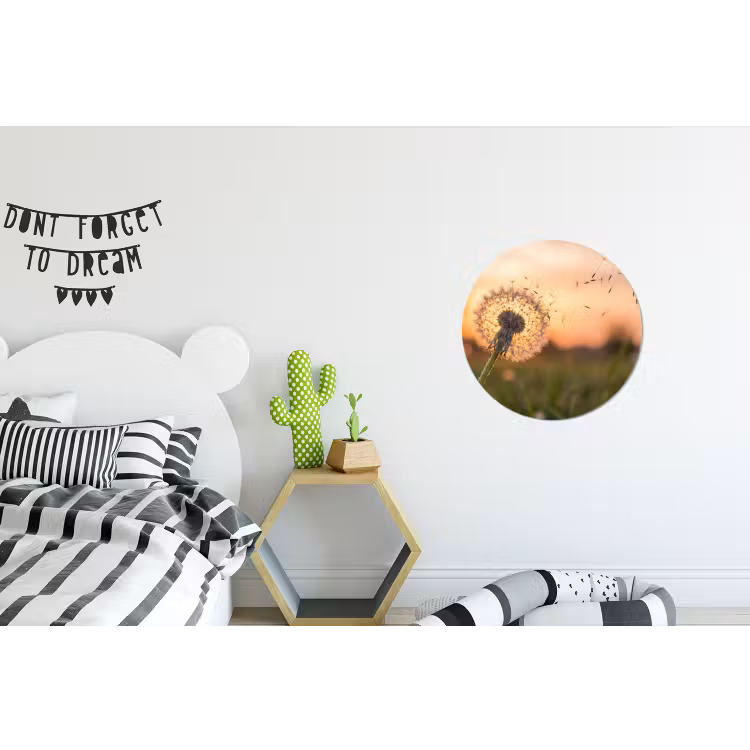 Paardenbloem - Zonsondergang - Veld Wandcirkel aluminium klein -kinderkamer
