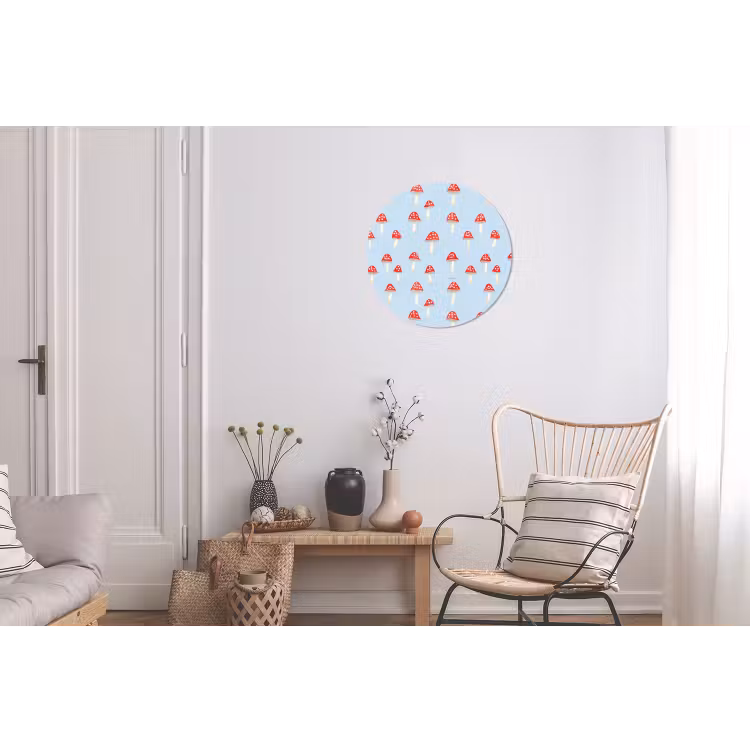Paddenstoel -Sprookje - Blauw Wandcirkel aluminium klein 190 -woonkamer