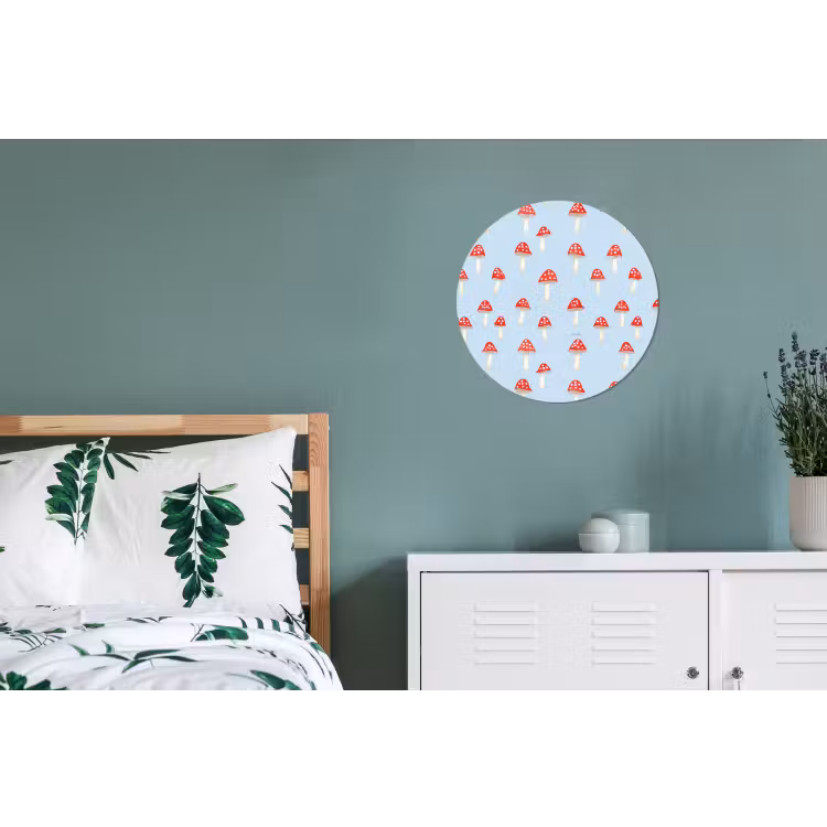 Paddenstoel -Sprookje - Blauw Wandcirkel aluminium klein 190 -slaapkamer