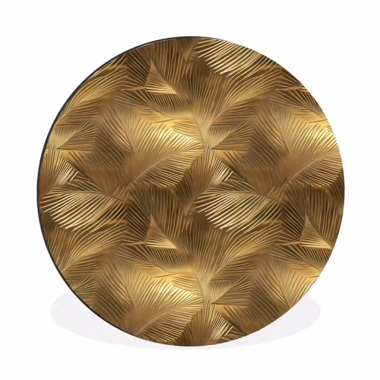 Palm - Waaier - Goud Wandcirkel aluminium klein 190 -3d