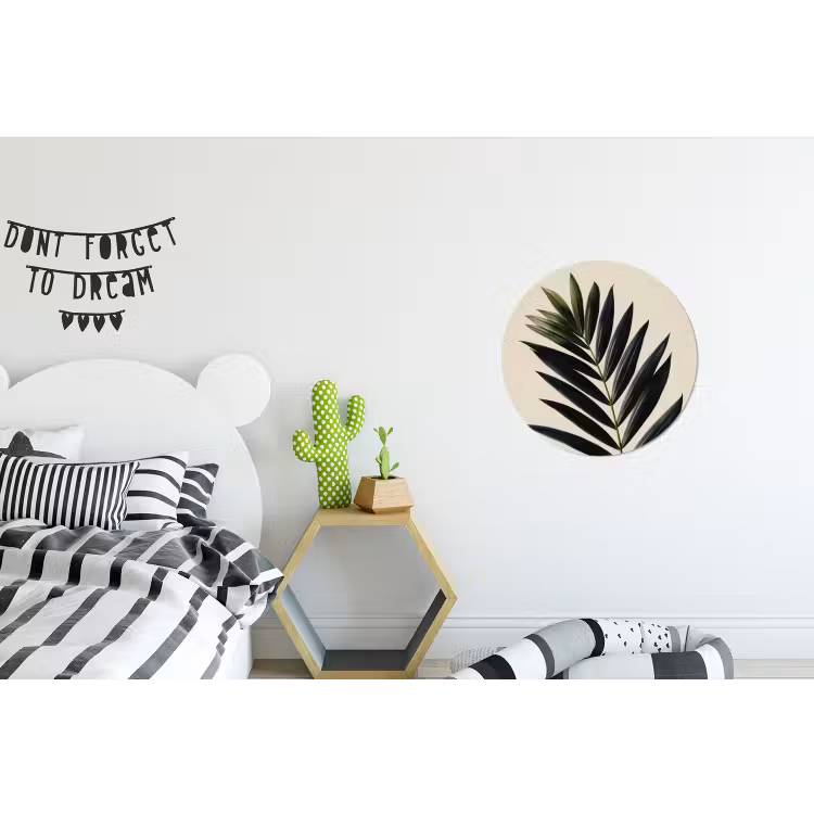 Palmblad - Donkere bladen - Subtiel Wandcirkel aluminium klein -kinderkamer