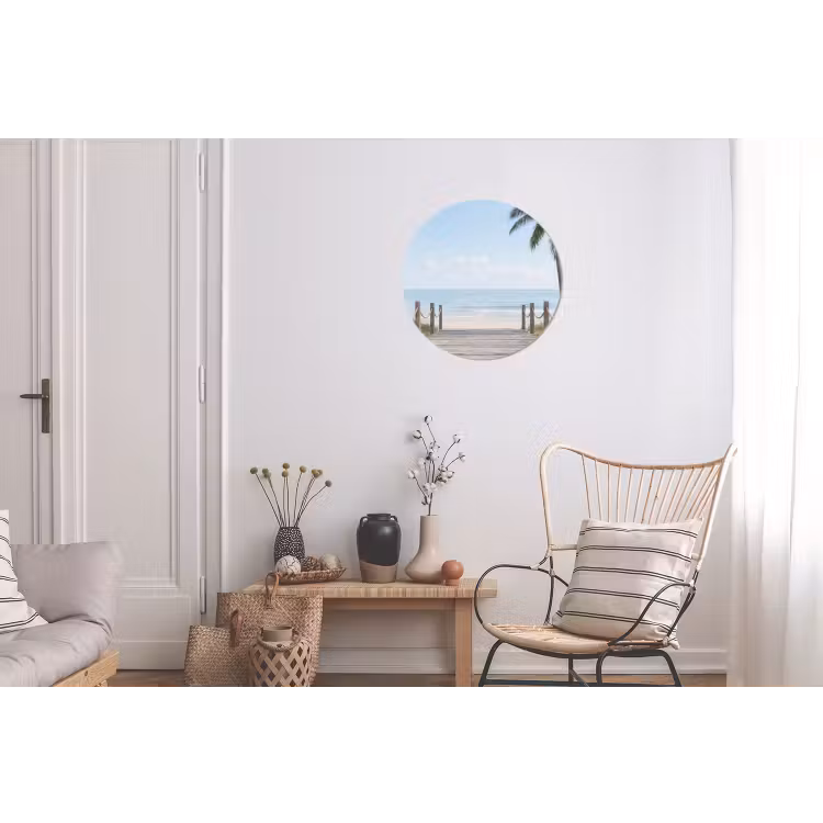 Palmbomen - Pad - Horizon Wandcirkel aluminium klein -woonkamer