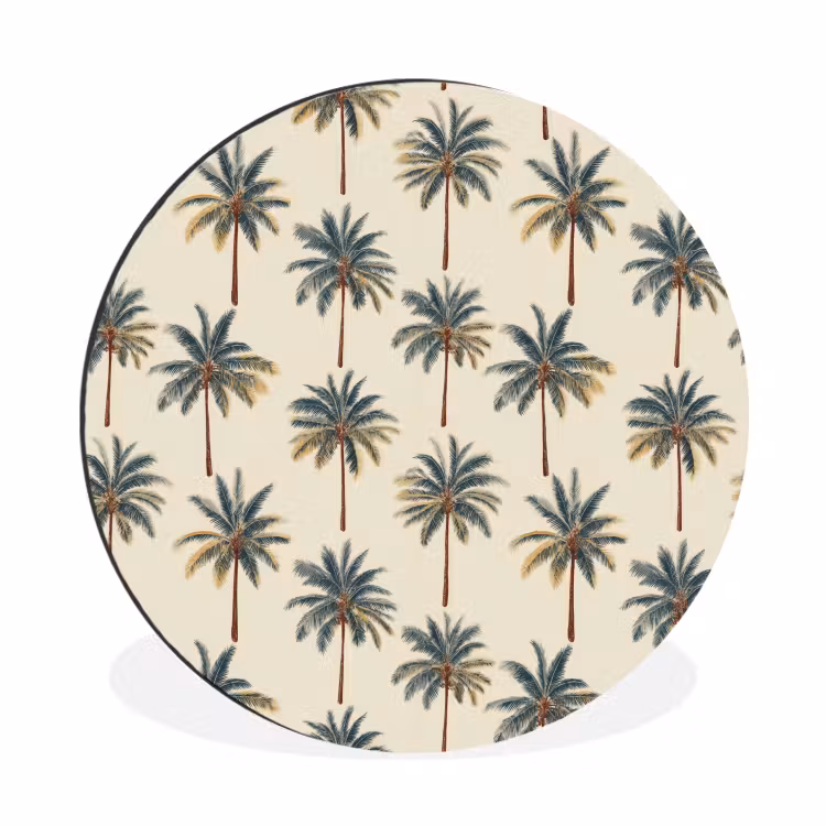 Palmbomen - Tropisch - Groen Wandcirkel aluminium klein 190 -3d