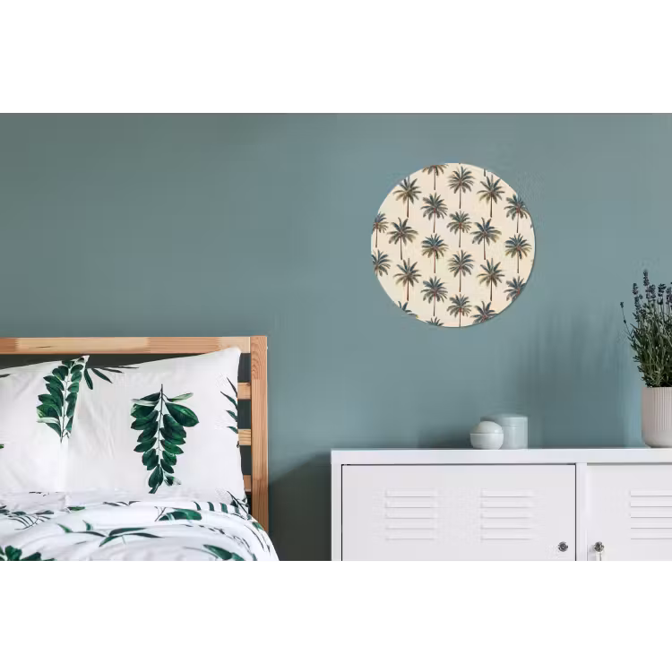 Palmbomen - Tropisch - Groen Wandcirkel aluminium klein 190 -slaapkamer