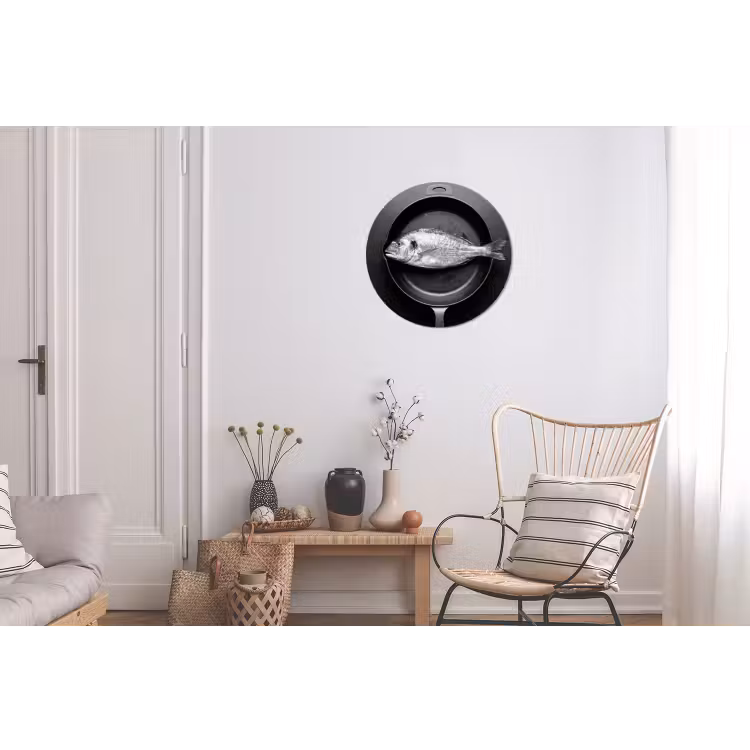 Pan - Vis - Zwart - Wit Wandcirkel aluminium klein -woonkamer