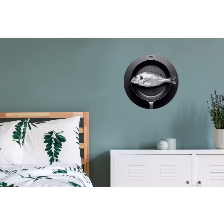 Pan - Vis - Zwart - Wit Wandcirkel aluminium klein -slaapkamer