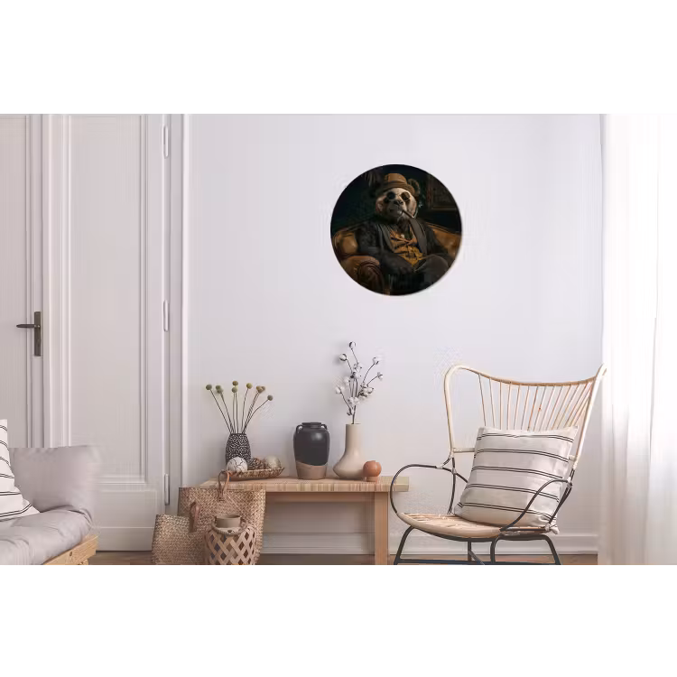 Panda - Hoed - Bril - Pak Wandcirkel aluminium klein -woonkamer
