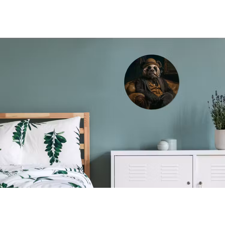 Panda - Hoed - Bril - Pak Wandcirkel aluminium klein -slaapkamer