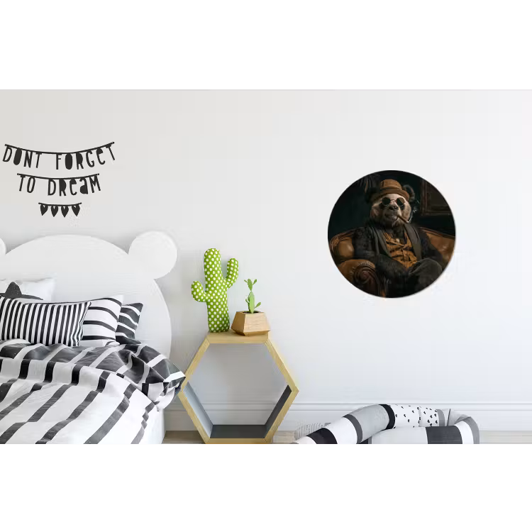 Panda - Hoed - Bril - Pak Wandcirkel aluminium klein -kinderkamer