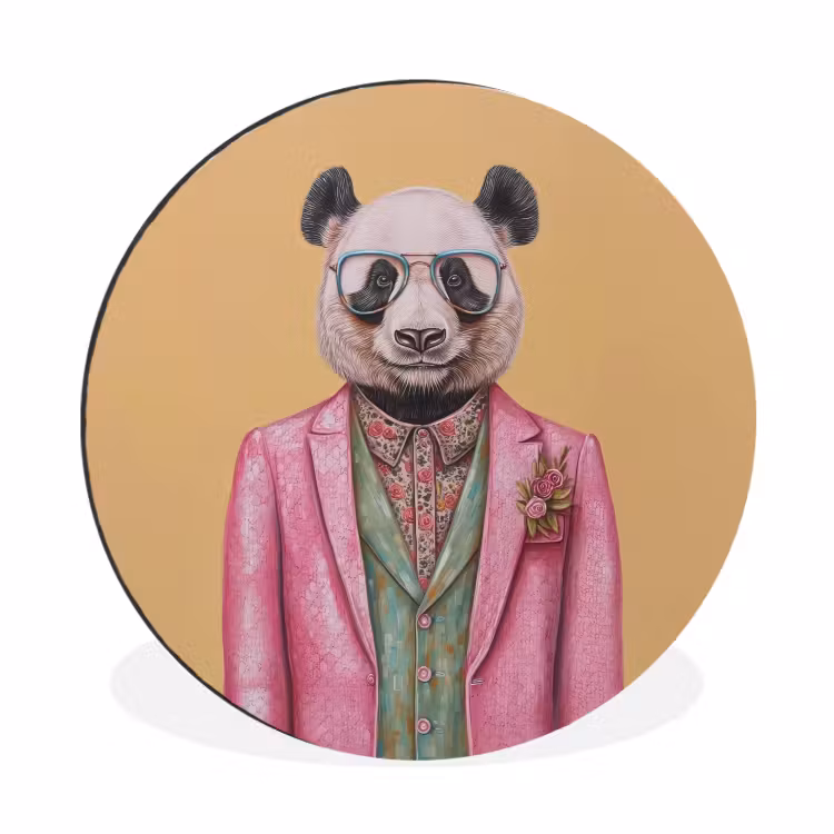 Panda - Pak - Zonnebril - Blauw Wandcirkel aluminium klein -3d