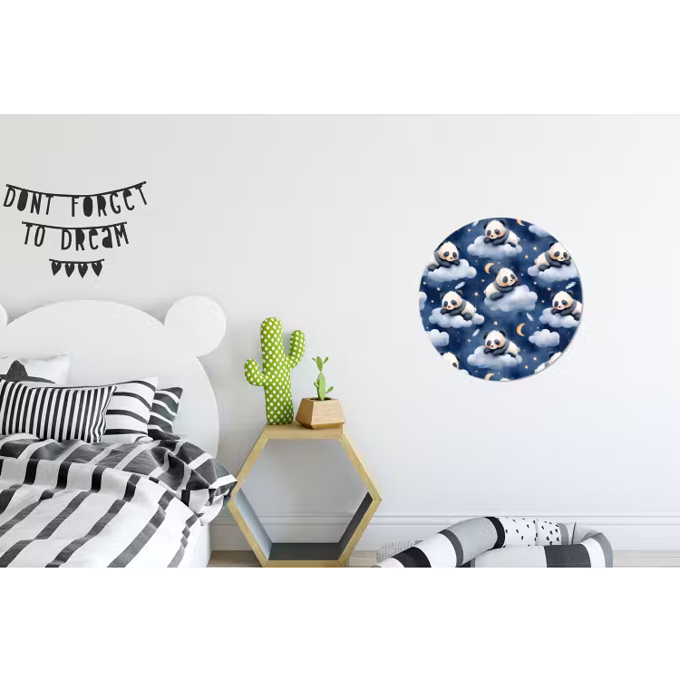 Panda's - Slapen - Blauw Wandcirkel aluminium klein 190 -kinderkamer