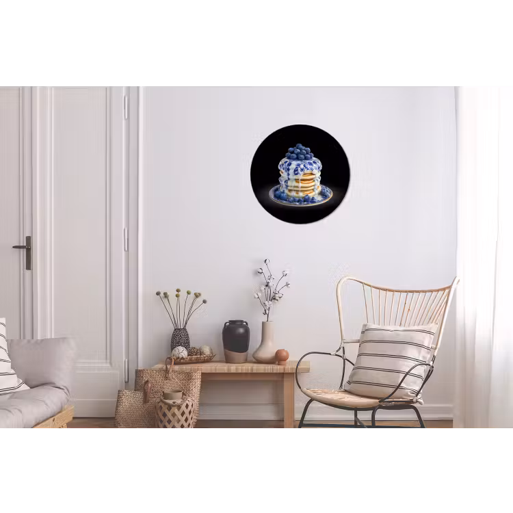 Pannenkoeken - Blauwe Bessen - Bord Wandcirkel aluminium klein -woonkamer