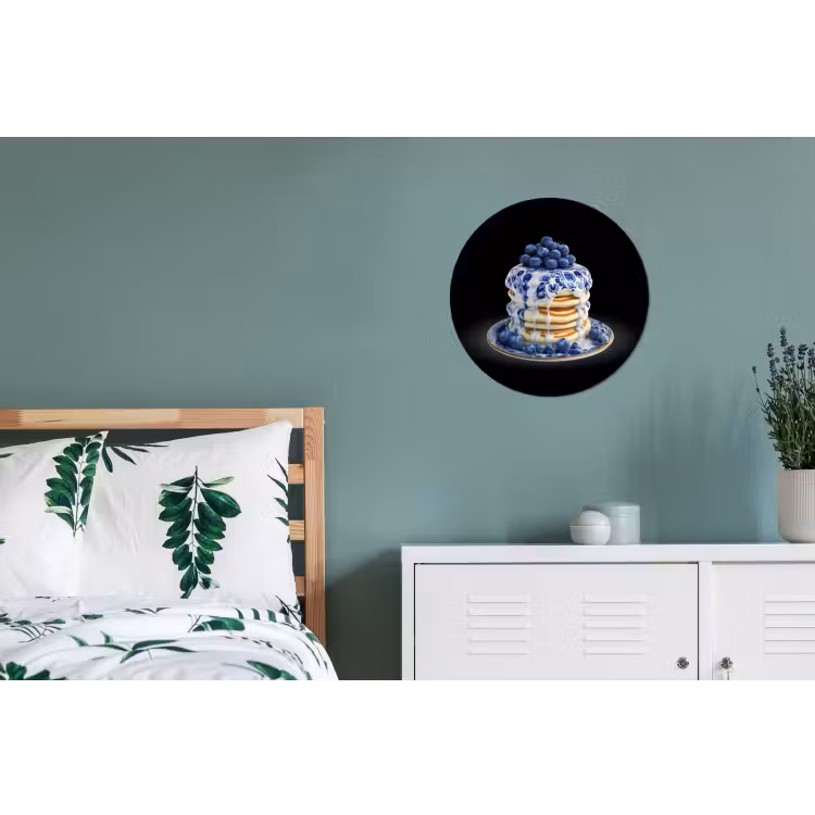 Pannenkoeken - Blauwe Bessen - Bord Wandcirkel aluminium klein -slaapkamer
