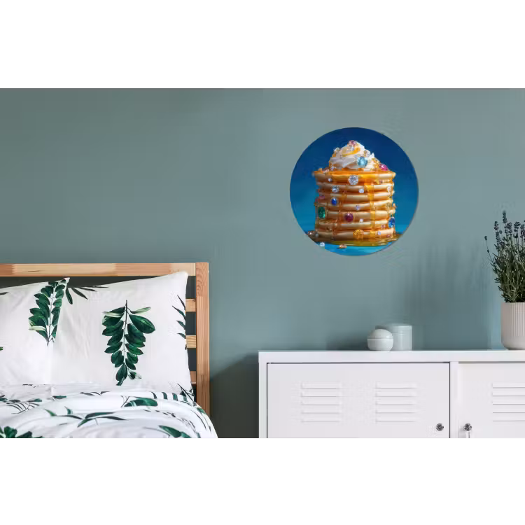 Pannenkoeken - Steentjes - Glitter - Slagroom Wandcirkel aluminium klein -slaapkamer