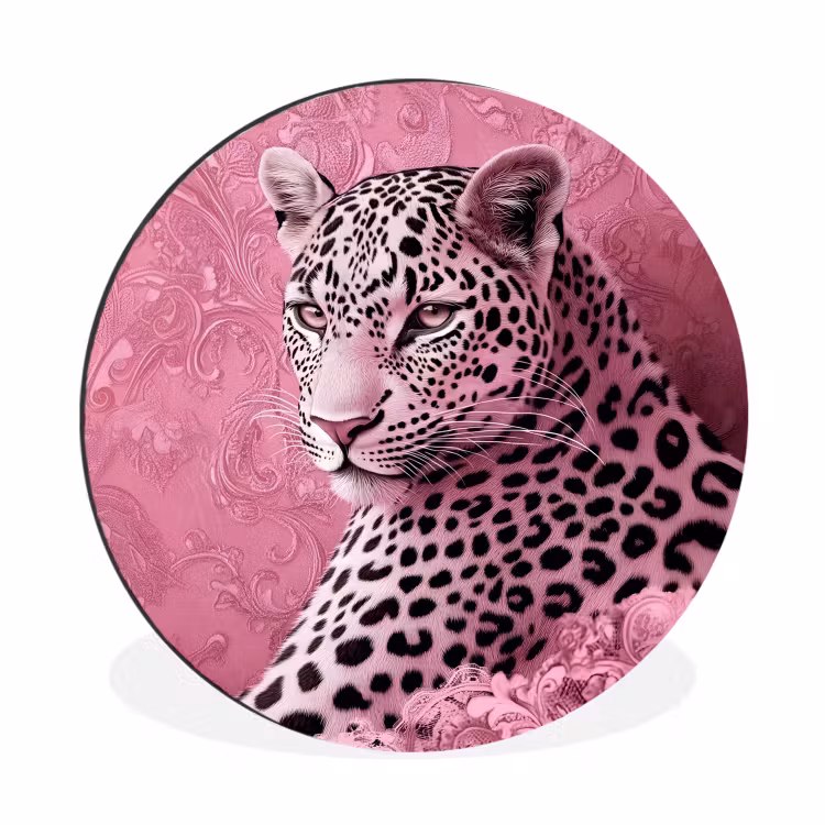 Panter - Luxe - Roze Wandcirkel aluminium klein -3d