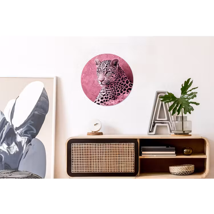 Panter - Luxe - Roze Wandcirkel aluminium klein -kantoor